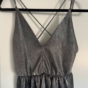 Fashion Nova Metallic Silver Cross Back Shirt